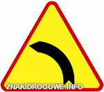 Znak A-2 niebezpieczny zakręt w lewo ostrzega o niebezpiecznym zakręcie w kierunku wskazanym na znaku