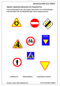 Zbiór znaków drogowych - dla dzieci - znaki ostrzegawcze, zakazu, informacyjne